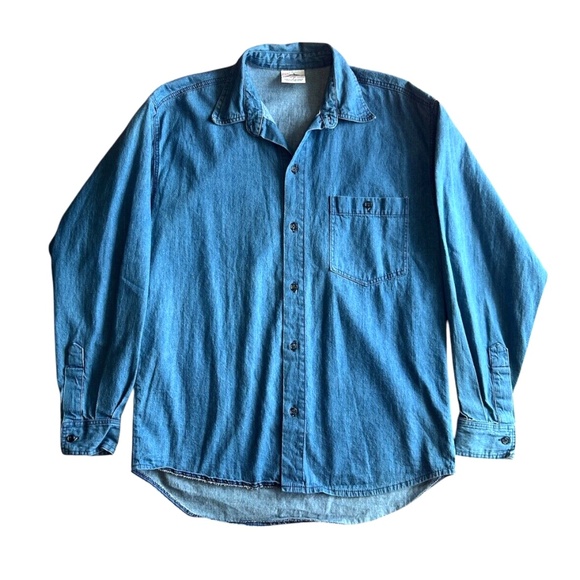 Vintage Harlequin Nature Graphics Painted Killer Whale Denim Button Up Shirt S - Picture 4 of 7